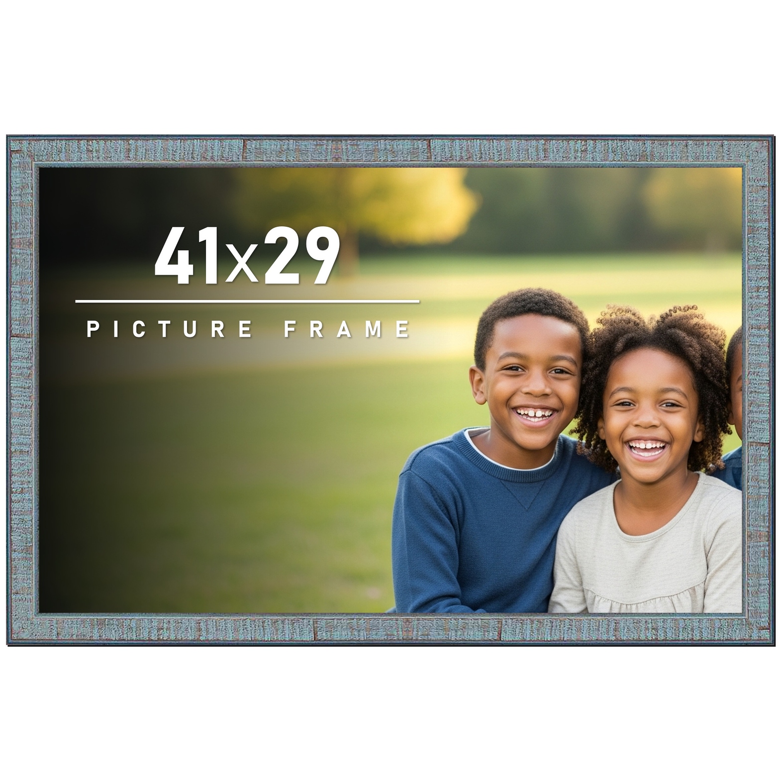 41x29 Frame Rustic Sky Blue Solid Wood Picture Frame | 0.75 Inch